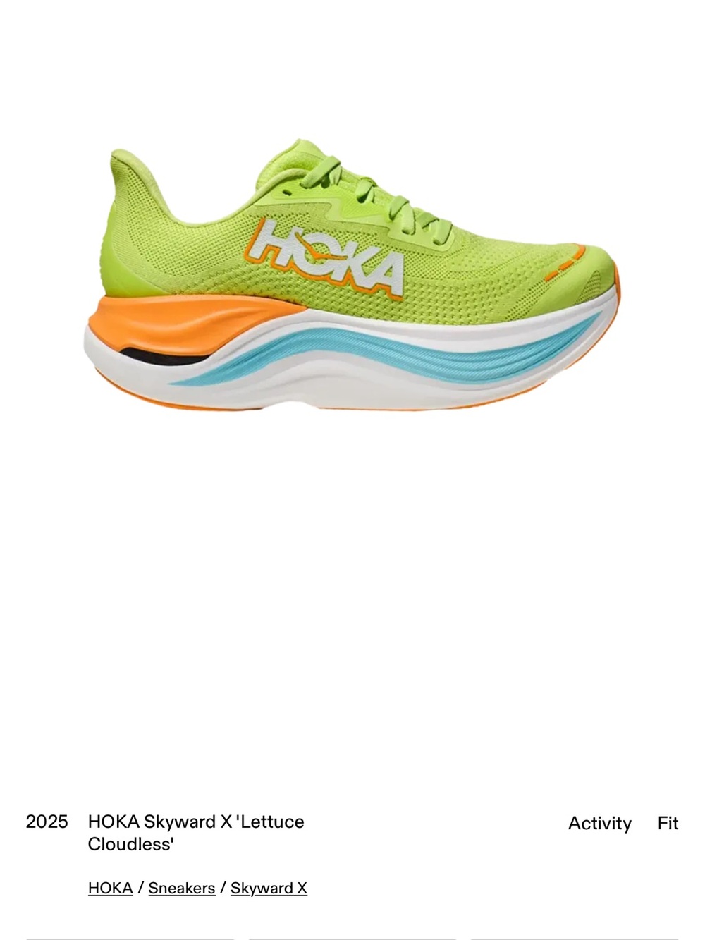 Hoka Running shoe in Lettuce Green and Orange - Men’s